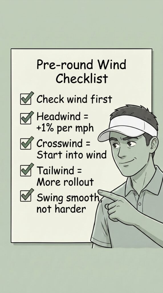 pre-round golf wind checklist